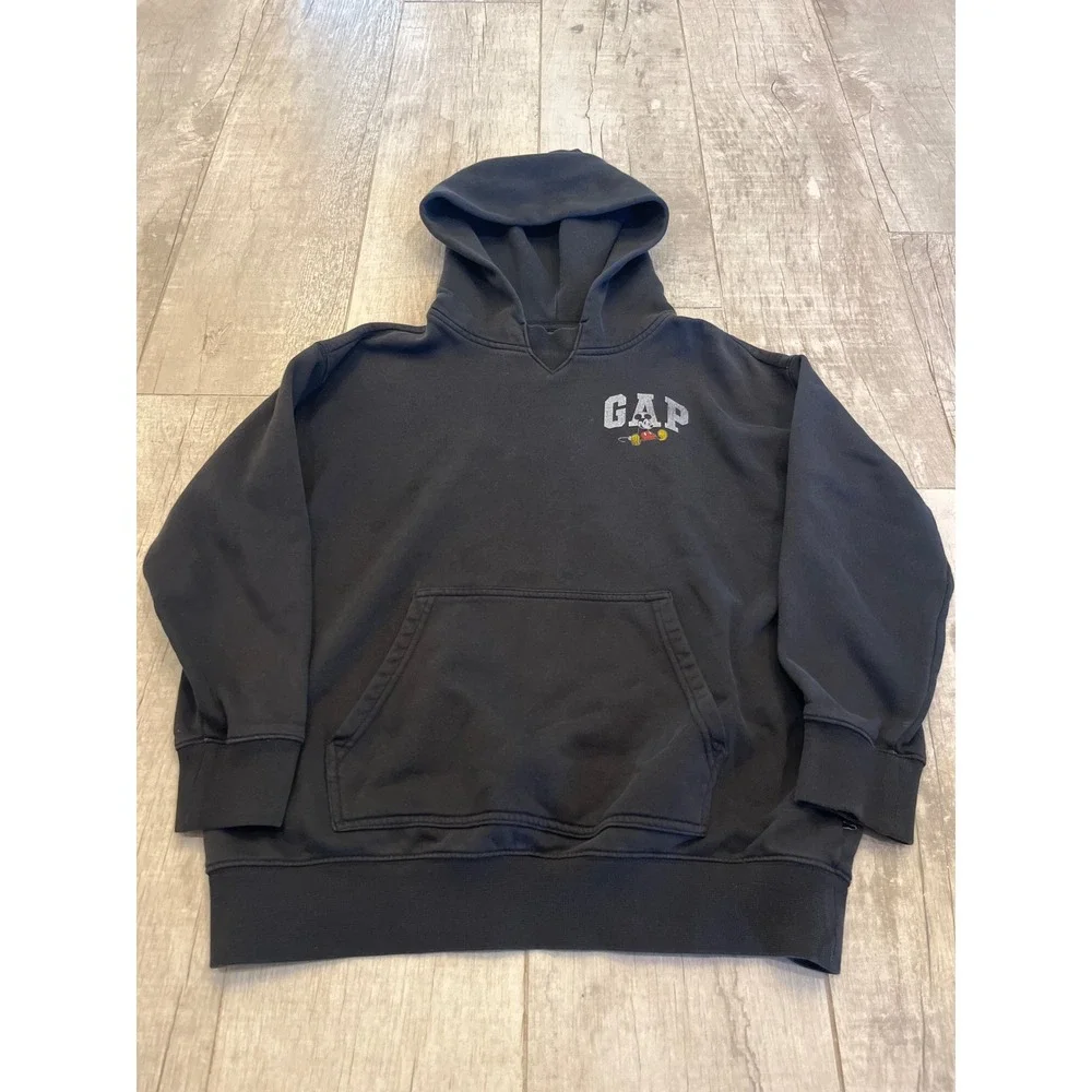 Gap x Disney Mickey Mouse Logo Hoodie Kids Size 10‎ Teen Black Pullover